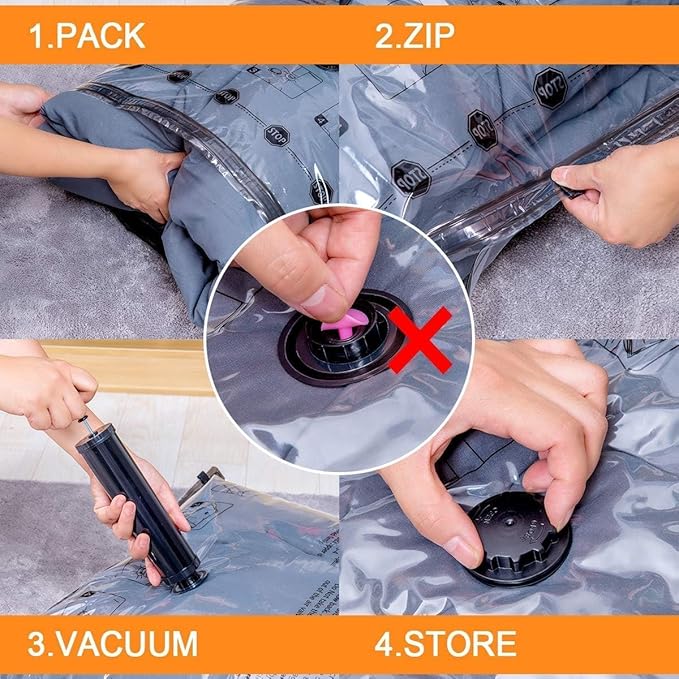 GONGSHI Vacuum Seal Bags for Clothing Travel & Home Storage, Travel Vacuum Bags with Electric Pump,Space Saver for Blankets, Comforters, Pillows, Clothes,10 Jumbo