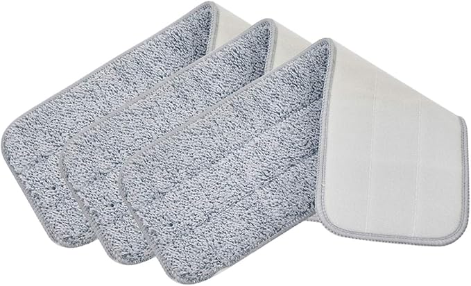 True & Tidy, Extra Thick Microfiber Mop Pad Pack Refill for SPRAY-250 Spray Mop SPRAY-360 Spray Mop Kit SWEEP-180 Sweeper Mop, Fits Other Mops, Machine Washable up to 100x, 15.5 x 5 inch (3-Pack)