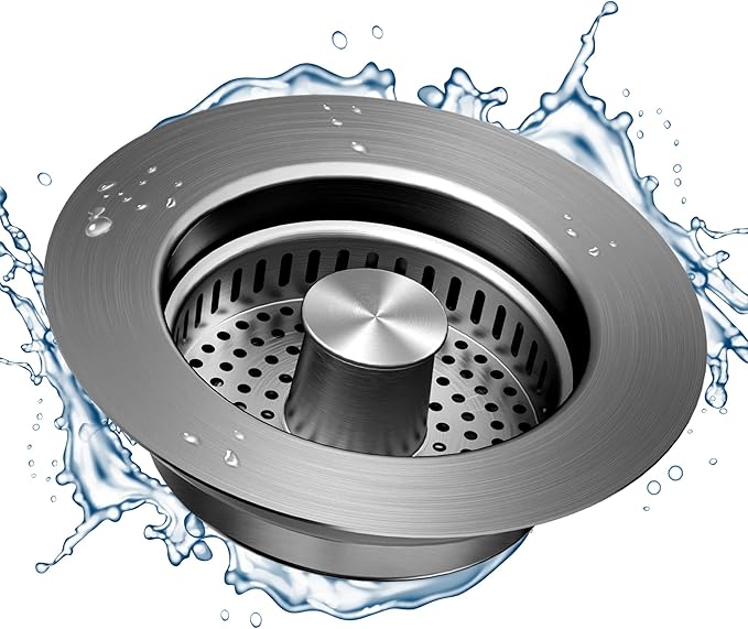 NinjaTiger Kitchen Sink Strainer - 3-in-1 Stainless Steel (3-1/2") Drainer