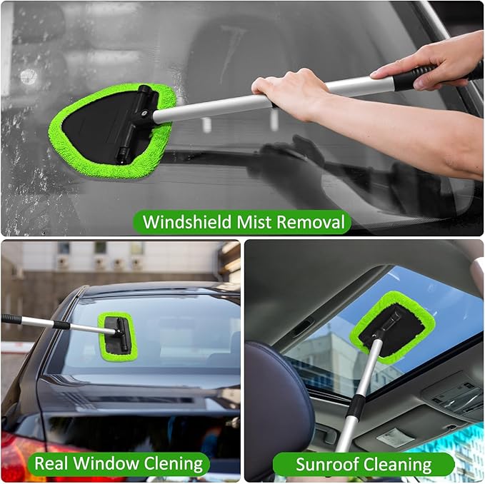 Beieverluck 20 Pieces Windshield Cleaner Tool, Inside Car Windshield Cleaning Tool with 12 Microfiber Pads, 4 Spray Bottle
