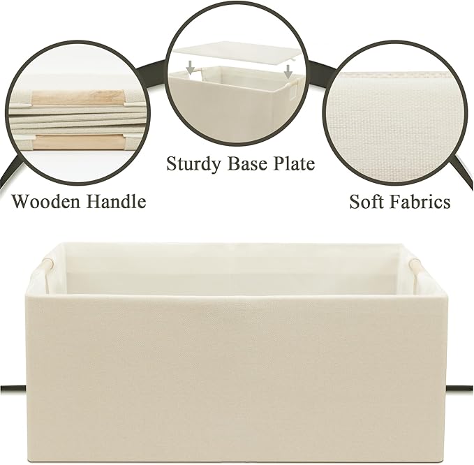 Foldable Fabric Storage Cubes, Beige 2 Pack