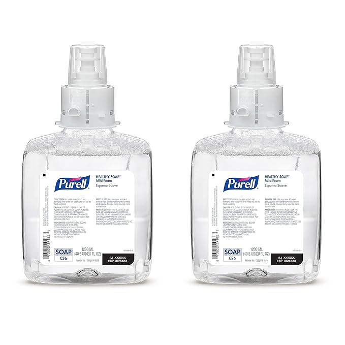 PURELL Brand HEALTHY SOAP Mild Foam, 1200 mL refill for PURELL CS6 Automatic Hand Soap Dispenser 2 count (Pack of 1) - 6574-02 - Manufactured by GOJO, Inc