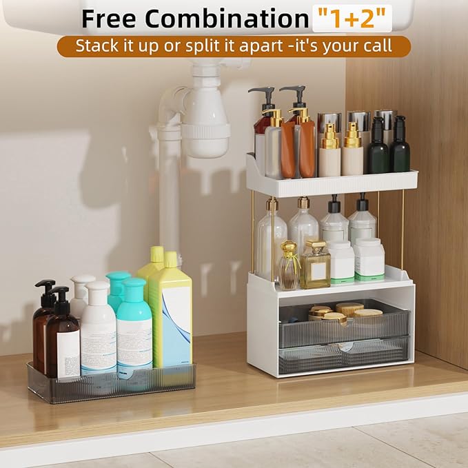 Strong 3 Drawers Bathroom Counter Organizer, 5 Tier Makeup Organizer