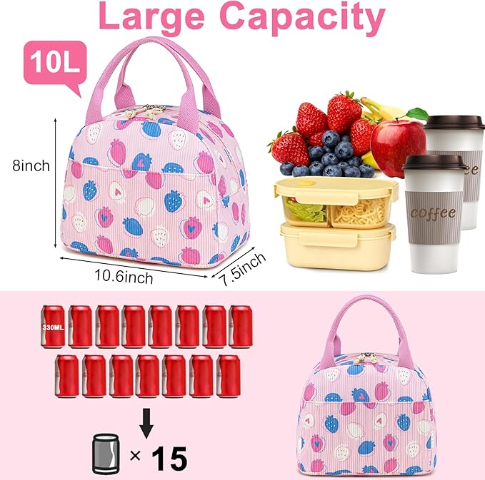 Bluboon Corduroy Lunch Bag - Large, Reusable Insulated Tote for Work/Picnic