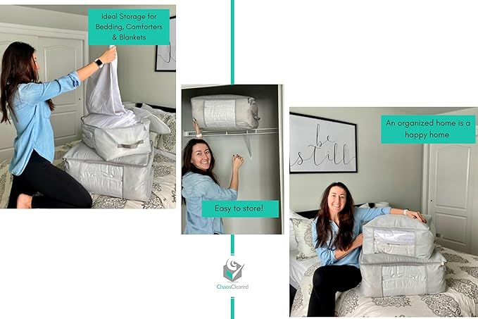 Comforter Storage Bag - Folding Organizer bag for King/Queen Comforters, Pillows, Blankets, Bedding/Quilt, Blanket, Duvet, Mothproof Space Saver