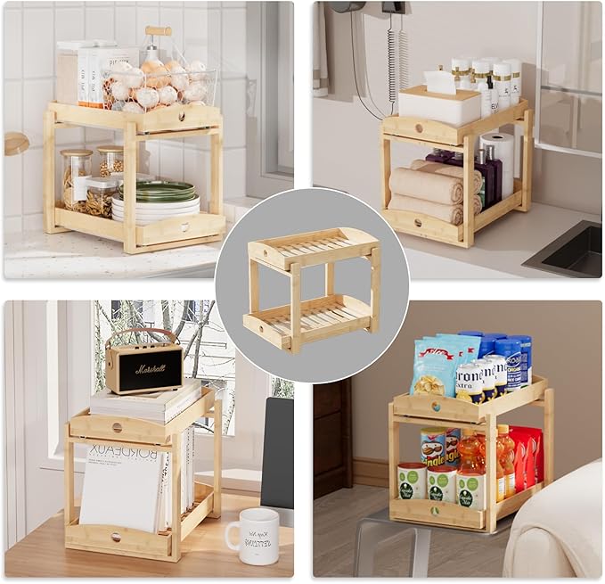 2 Pack Under Sink Organizer, Natural