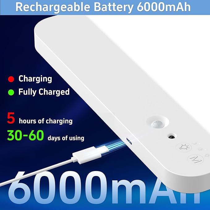WhitePoplar Rechargeable Motion Sensor Closet Light with Remote - Magnetic Wireless Ceiling Lights, 400LM Closet Lights Motion Sensored Indoor for Bathroom Closet Pantry Porch and Hallways 2Pack