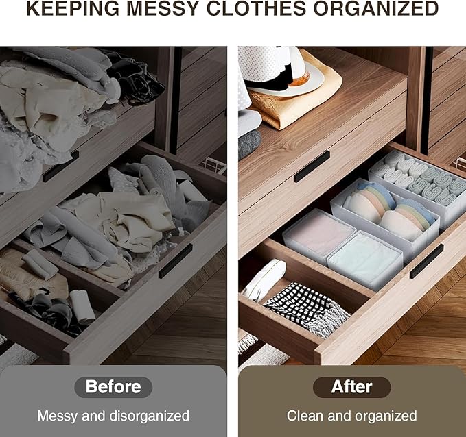 DIMJ Drawer Organizer Clothes, 24 Pack Dresser Organizer, Foldable Closet Organizers and Storage, Fabric Dresser Drawer Organizers