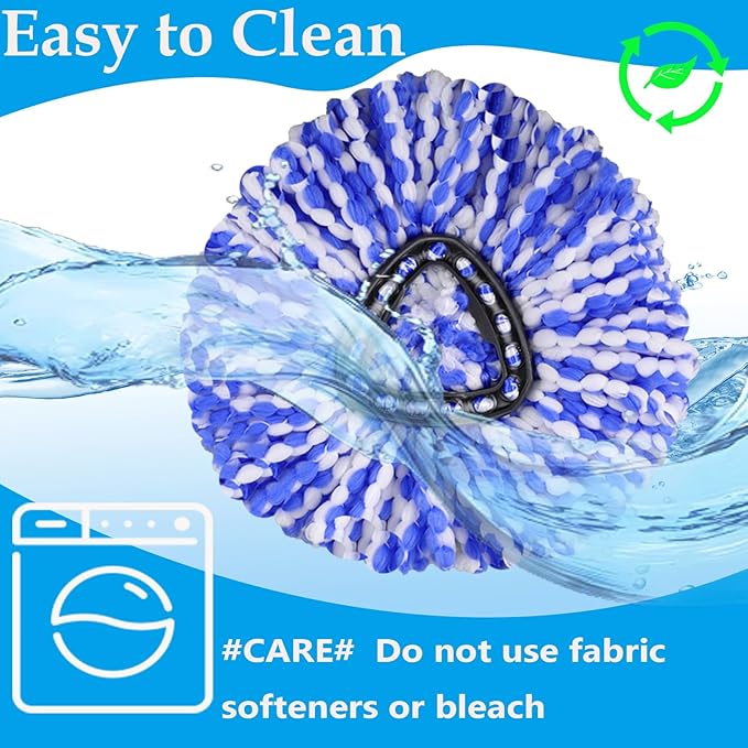 Mop Heads Replacement Handle for Ocedar RinseClean 2-Tank System, 2 Microfiber Mop Refills, 1 Mop Handle (30-58in Adjustable 4-Section Pole), 2 Scrub Brush, 1 Spin Base for O Cedar Mop