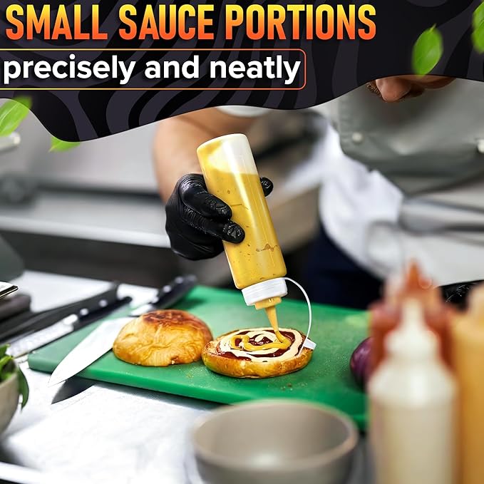 10-Pack Plastic Condiment Squeeze Bottles 8 oz – Refillable Leak-Resistant Squirt Bottles with Narrow Tip | Great for Oil, Sauces, Ketchup, Mayonnaise, Syrup, Dressing, BBQ, & Pantry Organization