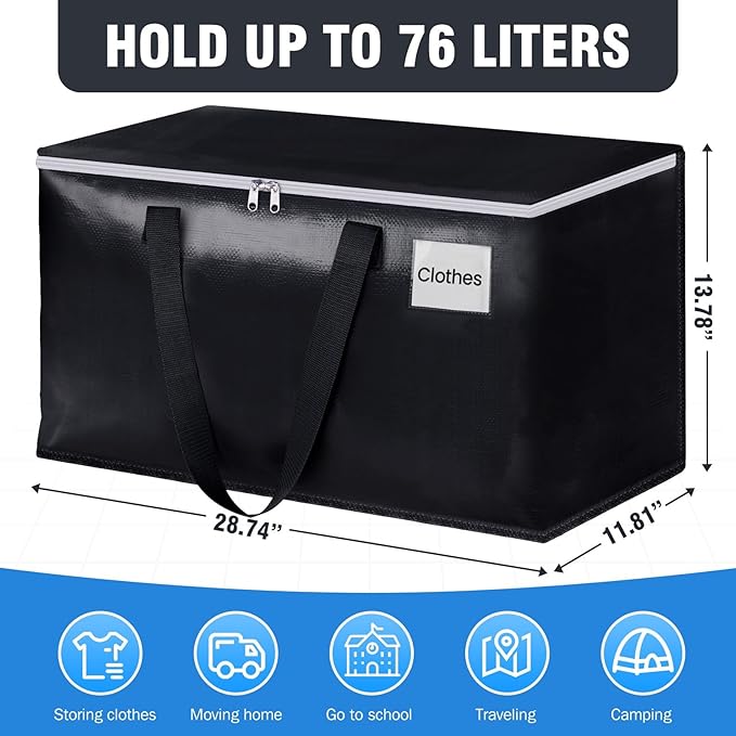 Moving Bags, 76L, 10-Pack, Black