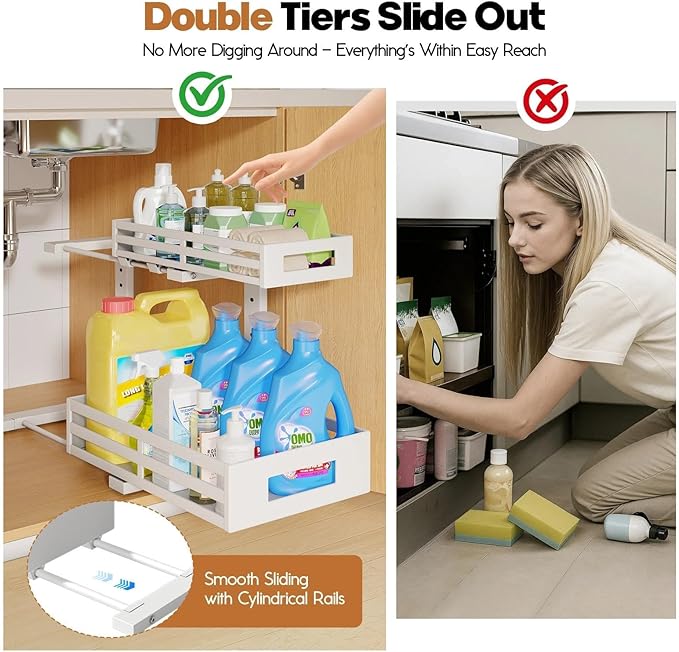 L-Shaped Metal Under Sink Organizer