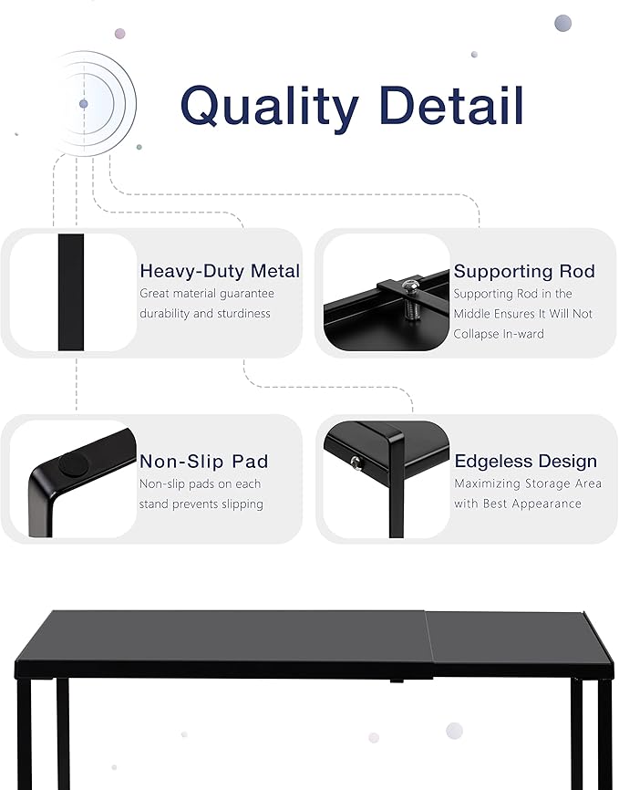 Nxconsu Cabinet Shelf Expandable Organizer Riser Rack for Kitchen Pantry Cupboard Under Sink Countertop Home Organization Extra Storage Space Saver Heavy Duty Metal Edgeless Design Black
