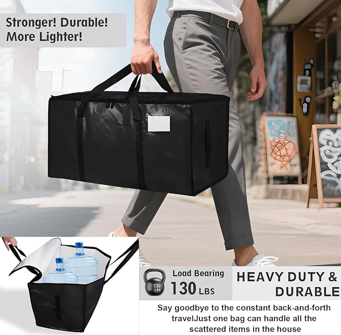 12 Pack-Extra Large Heavy Duty Moving Bags, Black