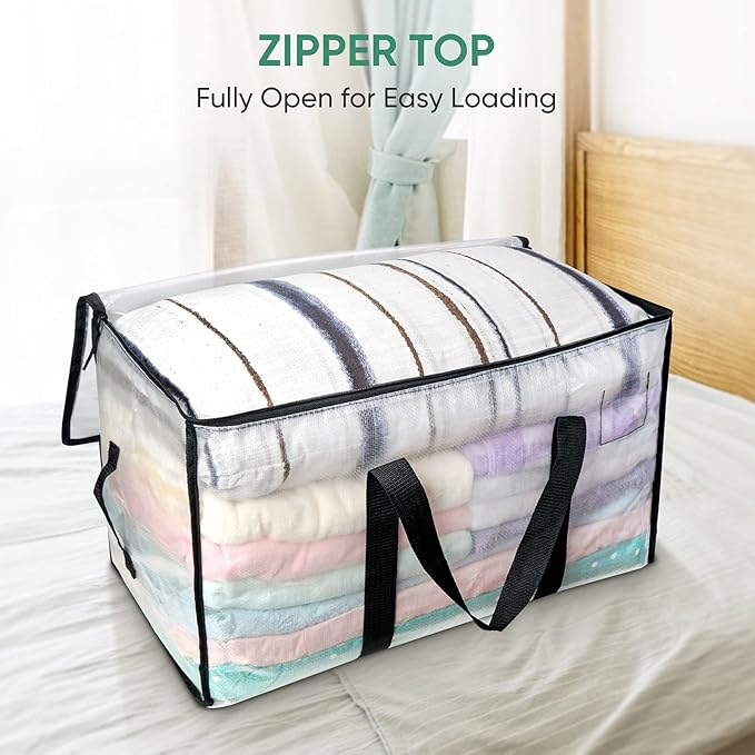 2-Pack Oversized Moving Bags with Reinforced Handles, Clear, 2-Pack