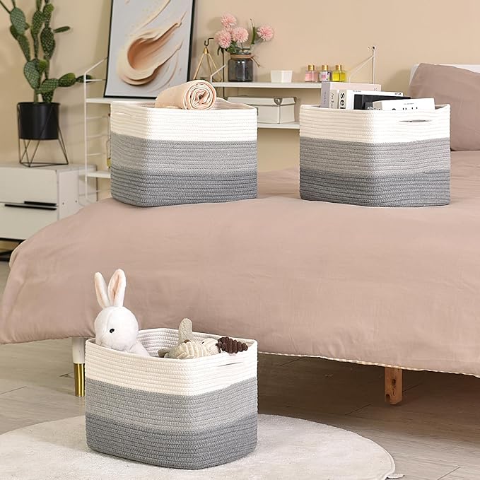 Storage Baskets for Organizing Shelves, Gradient Grey