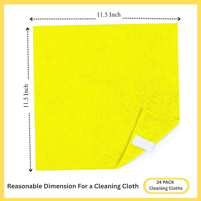 Microfiber Cleaning Cloth for Kitchen & households, Towels for Cars. (300gsm) (Pack of 24 Yellow)