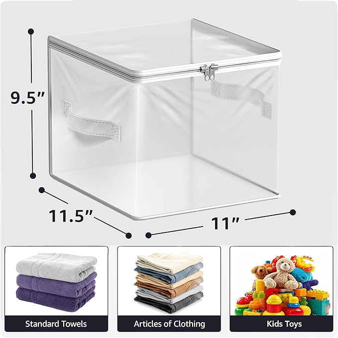 Clear Storage Bag, Foldable Large Plastic Bags with Zipper & Carry Handles