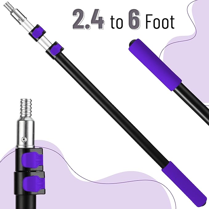 Bates- ‎Telescoping Pole, 2.4 to 6 Ft Long, Black & Purple, Paint Roller Extension Pole for Painting