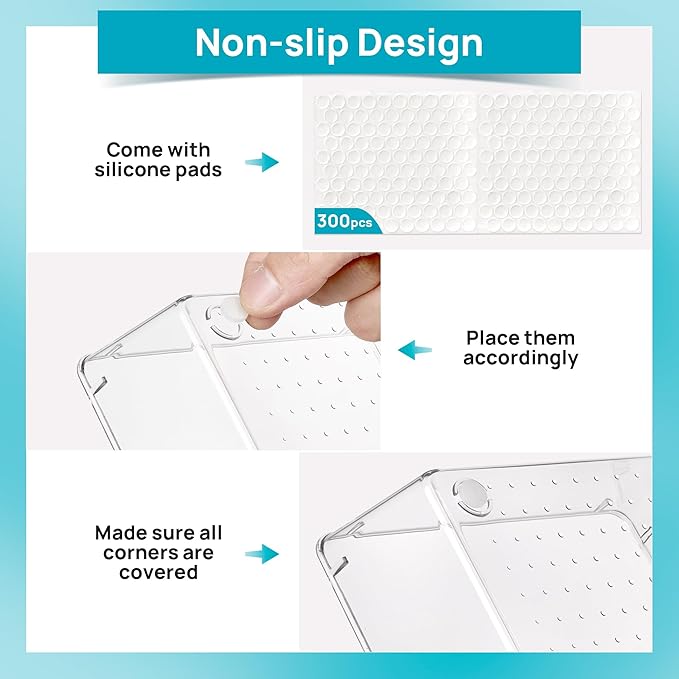 Vtopmart 66 PCS Clear Plastic Drawer Organizer Bins, 4-Size Versatile Bathroom and Vanity Organizer Trays, Acrylic Storage Containers for Makeup, Jewelry, Toiletry, Kitchen Utensils and Office Supply