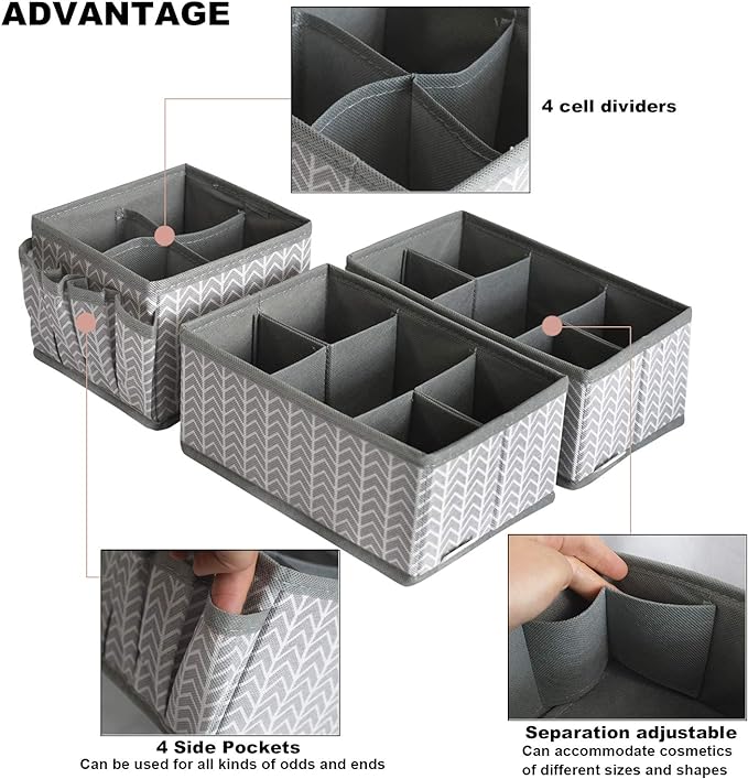 VERONLY Cosmetic Storage Bins Makeup Organizer, Adjustable Multifunction Storage Box Desk Drawer Divider for Makeup Brushes