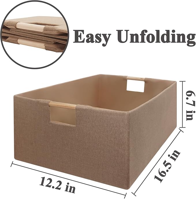 Foldable Fabric Storage Cubes, Coffee Color 2 Pack