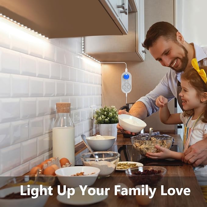 Motion Sensor Under Cabinet Light, Plug-in Under Cabinet Lighting with Dimmer, Delay Timer for Kitchen Cabinet, Pantry, Laundry, Bedroom, Stairway