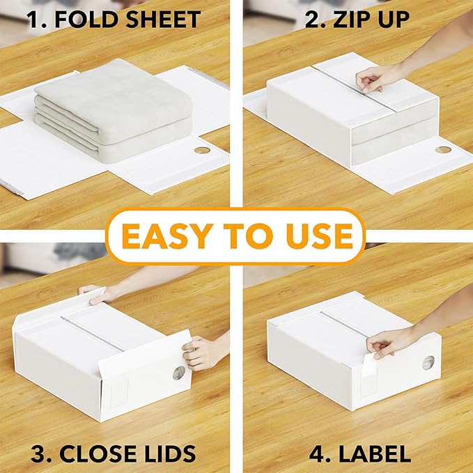 2 Pack Bed Sheet Organizers and Storage, White