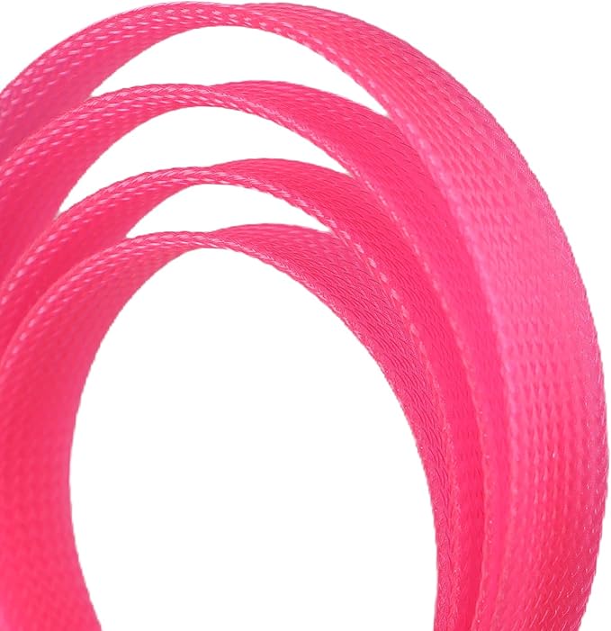 25ft PET Expandable Braided Cable Sleeve 1 inch(25mm) Pet Braided Cable Sleeve for Audio Video Device Wire Automotive Wire (Pink)