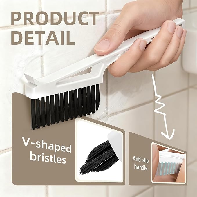 CLEANGOR Grout Cleaner Brush V Shape, Stiff Grout Cleaning Brushes for Tile Floor,Magic Brush, Bathroom Accessory, Cleaning Tools, Grout Scrub Brush Set for Shower, Bathroom, Kitchen, Household Use