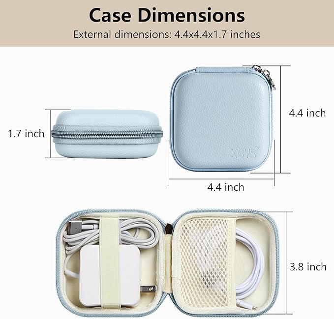 Charger Case for Macbook, Portable Tech Electronic Organizer Bag, Travel Storage Pouch for Laptop Accessories, MacBook Power Adapter, Charging Cords, USB Drives, Power Bank (Blue, M)
