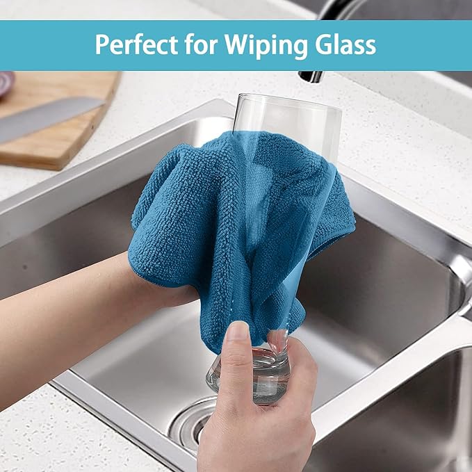 HOMEXCEL Navy Blue Microfiber Cleaning Cloth, 50 Pack Cleaning Towels for Kitchen, Lint Scratch Free, Highly Absorbent, and Reusable Cleaning Rags for House, Window and Glass, Cars, 11.5 X11.5 inch