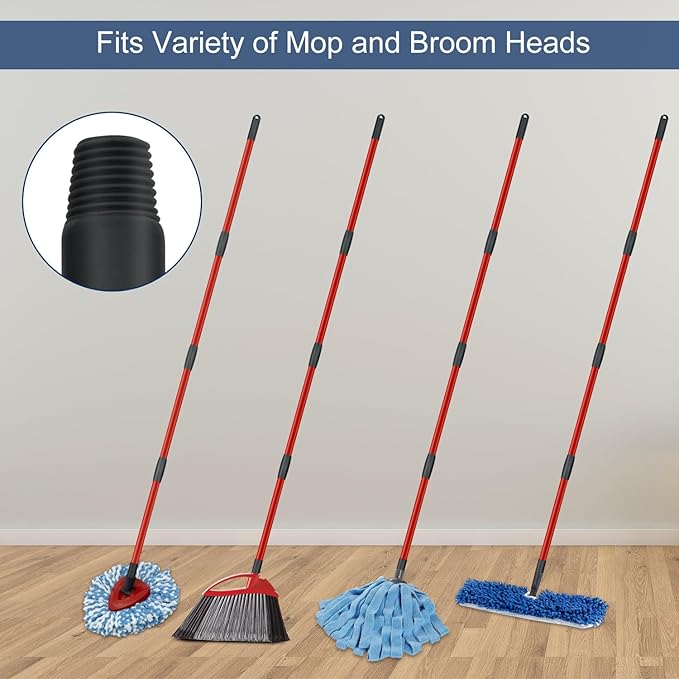 Spin Mop Handle Replacements for Oceda 4-Section Mop Replace Handle Compatible with O-Ceda Spin Mop Refills and Brooms, O ceda Mop Stick for Floor Clean, 30" to 58", Universal Fit Oceda Mop Head