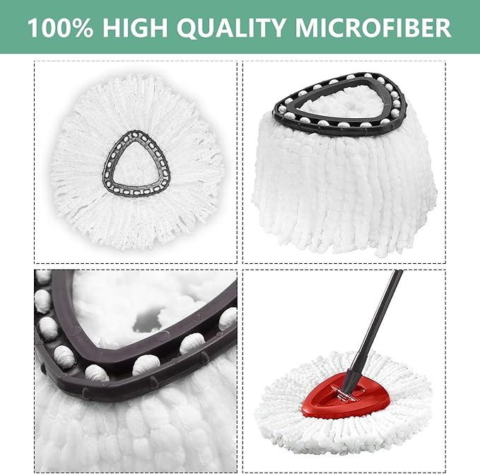 [10 Pack]Mop Heads Replacements, Spin Mop Replacement Head Deep Cleaning Machine Washable and Easy-to-Replace,Spin Mop Refill Replacement Head 100% Microfiber,Mop Head for O-Ceda EasyWrin(White)