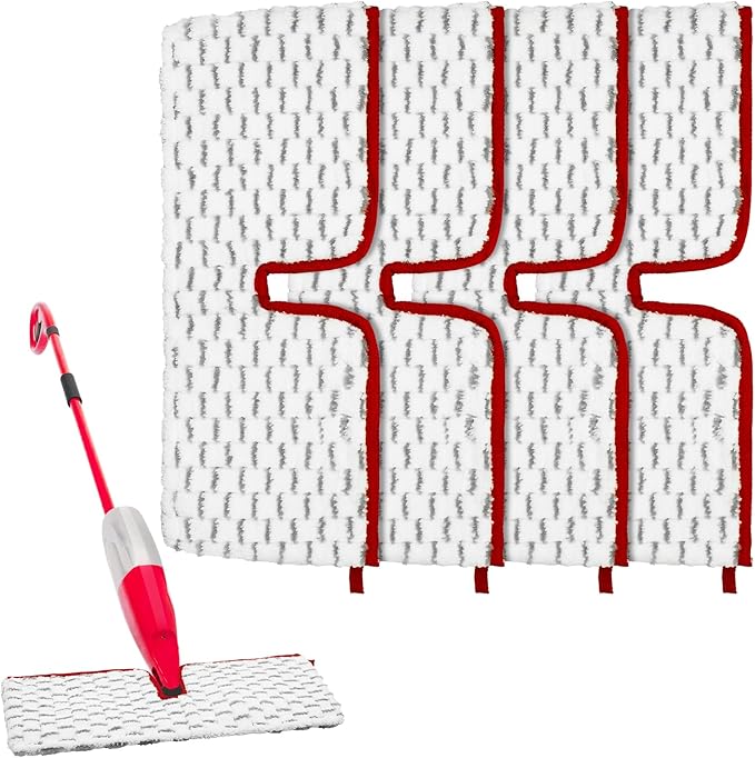 Microfiber Spray Mop Pads Compatible with Promist MAX Spray Mop, Mops Refills for Ocedar Replace Head Replacements, Double Sided Usable Pads for Dry Wet Floor Cleaning (4 Pack Grey)