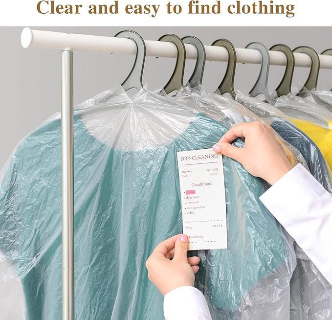 30 Pack Clear Dress Covers for Hanging Plastic Garment Bags 23.6 x 51.2 Inch