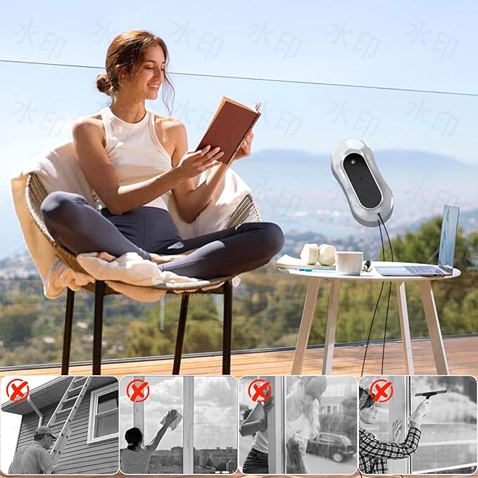Automatic Window Cleaning Robot, Auto Dual Water Spray & AI Path Planning,Edge Detection & Remote Control, Smart Window Cleaner Robot for Highrise Glass Inside & Outside