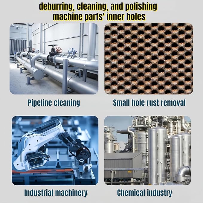 50 in Pipe Cleaning Kit, Stainless Steel Bristles Brush Set, Tube Brush with 4 Flexible Rods,Wire Brush with Hex Shank for Drill,4 PCS Pipe Brush for Auto Parts, Bottles, Tubes,Drain