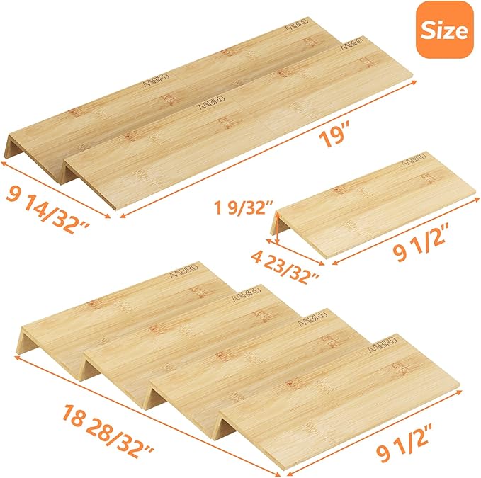 Bamboo Spice Drawer Organizer with Non-slip Mat