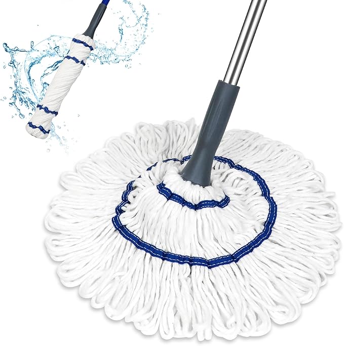 Silkyhose Self-Wringing Twist Mop Cotton Rotating Dry & Wet Mops with Long Handled for Floor Cleaning Kitchen Bathroom Hardwood Vinyl Tile Laminate Household Office