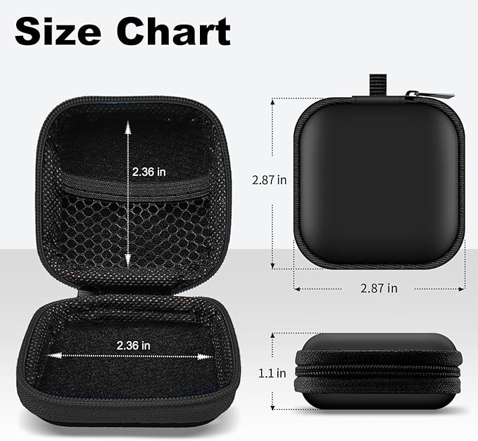 Square Earbud Case Portable EVA Carrying Case Storage Bag Tech Pouch Cell Phone Accessories Organizer with Carabiner for Earphone, Earbud, Earpieces, SD Memory Card, Camera Chips, Orange1