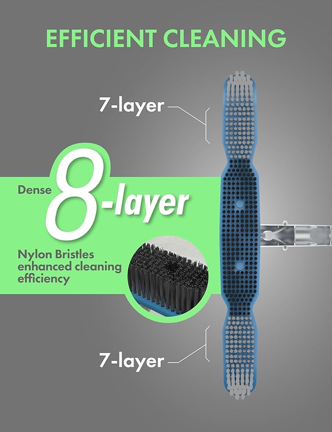 KEMANO Heavy Duty Pool Brush Head, Premium Nylon Bristles Non-Abrasive Cleaning, Reinforced Aluminum Frame, Ideal for Pool Walls, Steps, Corners, Above Ground & Inground Swimming Pool Cleaning Tools