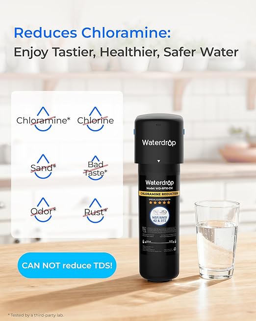 Waterdrop 10UB-CM Under Sink Water Filter System for 99% Chloramine Reduce, Ideal for California, Florida and Washington, NSF/ANSI 42 Certified
