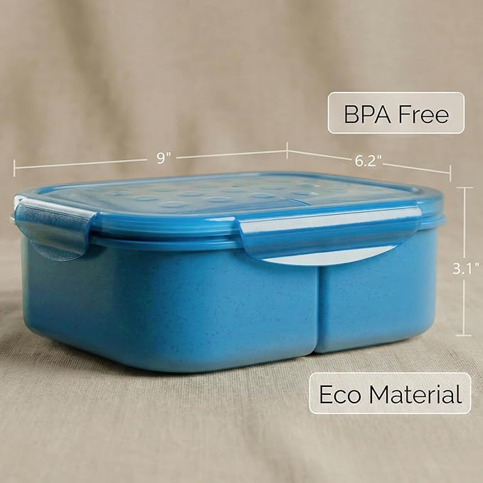 MISS BIG® Bento Box Adults–Portable Lunch Box with Compartments,Leak-Resistant Wheat Material Lunch Container for Meal Prep, Work, office,Picnic,Home