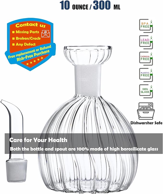 HAIZEEN 10 oz/300 ml Oil Dispenser Bottle/Glass Decanter and Cruet for Kitchen and Table。
