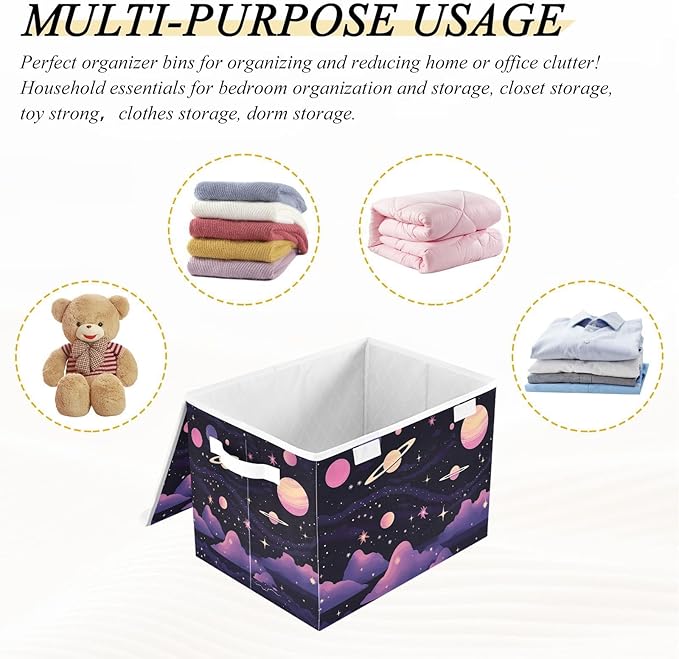 Abstract Planets Storage Bins with Lids and Carrying Handle