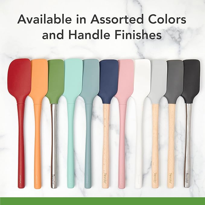 Tovolo Spoon Spatula Spoonula with Stainless Steel Handle Ergonomic Grip, Silicone Scoopula Kitchen Utensil Non Scratch Easy Clean Dishwasher Safe Heat Resistant Flex Core Scoop Spatula, Blue Slate