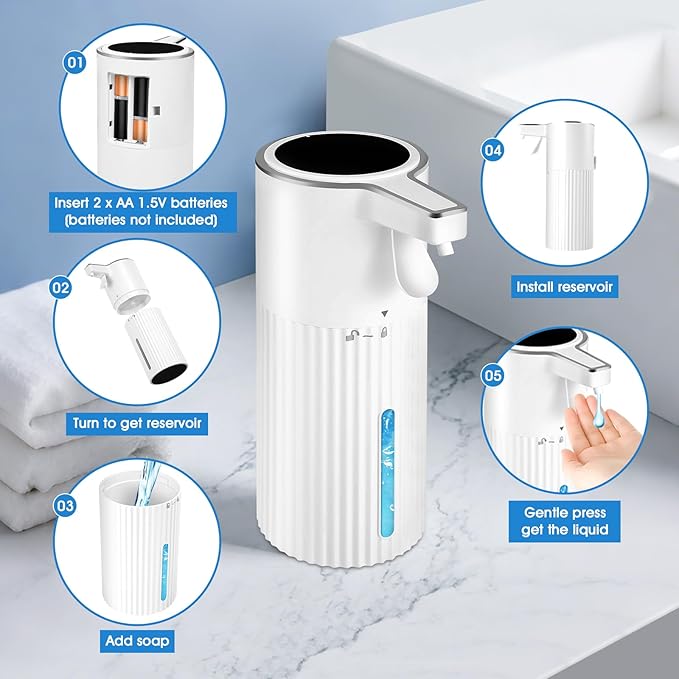 White Ribbed Liquid Soap Dispenser 2-Pack, 13.5 oz - Waterproof Wall-Mounted Hand Soap Dispenser for Bathroom & Kitchen Sink, Suitable for Commercial Use