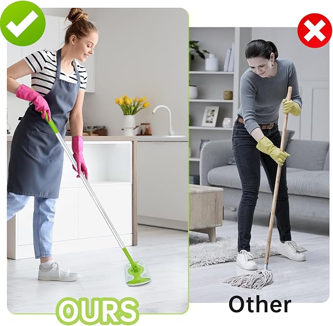 Mop Handle Compatible with Swiffer, Detachable Green Extra Long Mop Handle for Swiffer