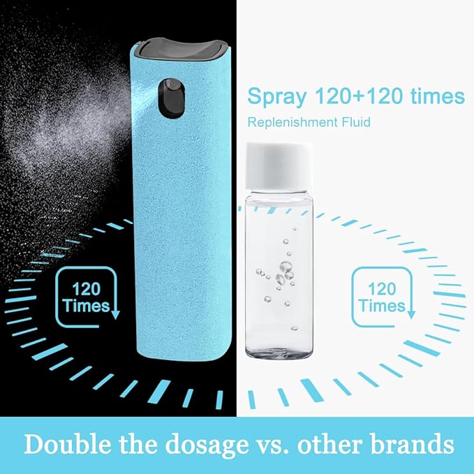 Screen Cleaner Touchscreen Mist Spray, walrfid Cleaning Kit for Electronic Phone TV, Laptop, Tablet, PC, Computer LCD Flat Screens, Eyeglasses, Compatible with iPhone iPad MacBook Pro - LightBlue